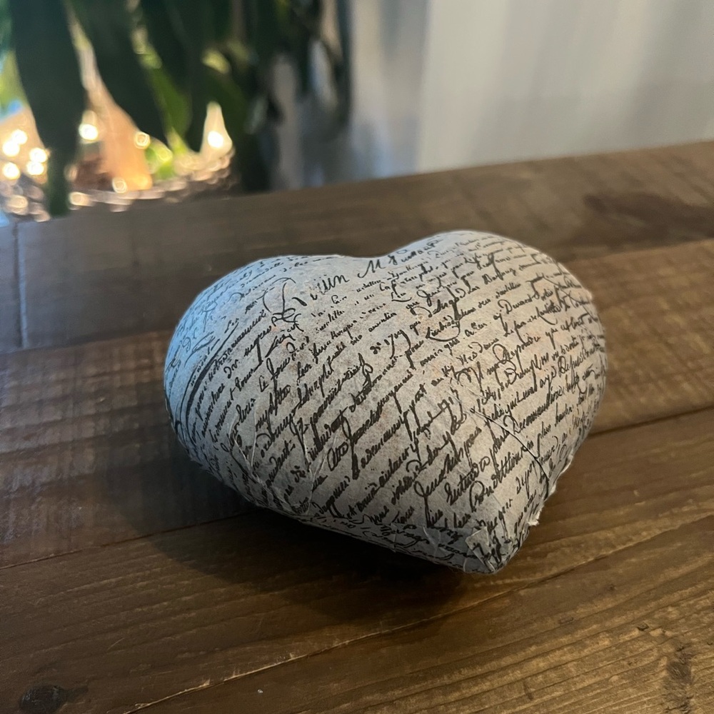 Scripted Heart-Shaped Decor Accent